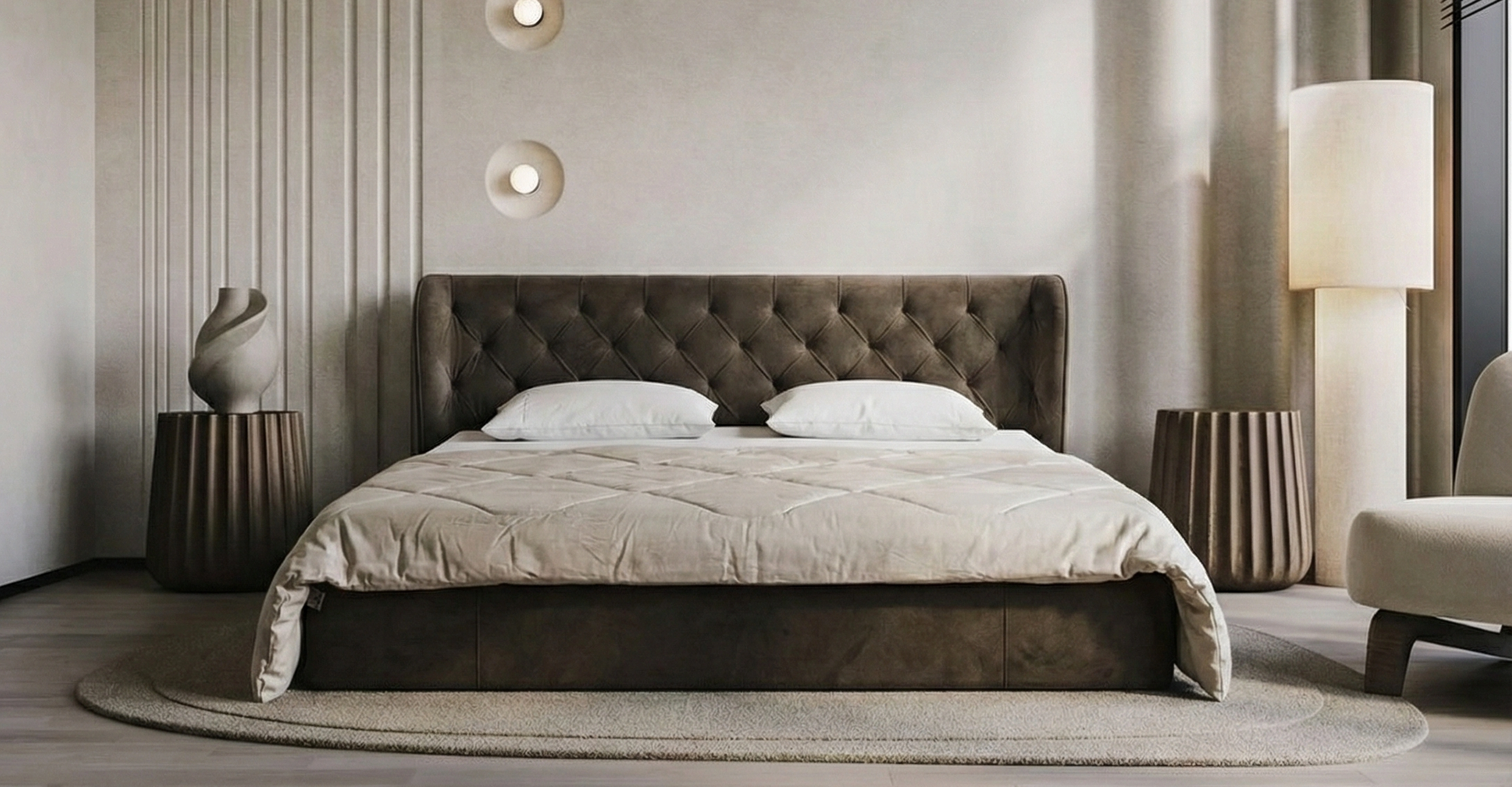 Luxury Master Bedroom Set with Custom Upholstered Headboard